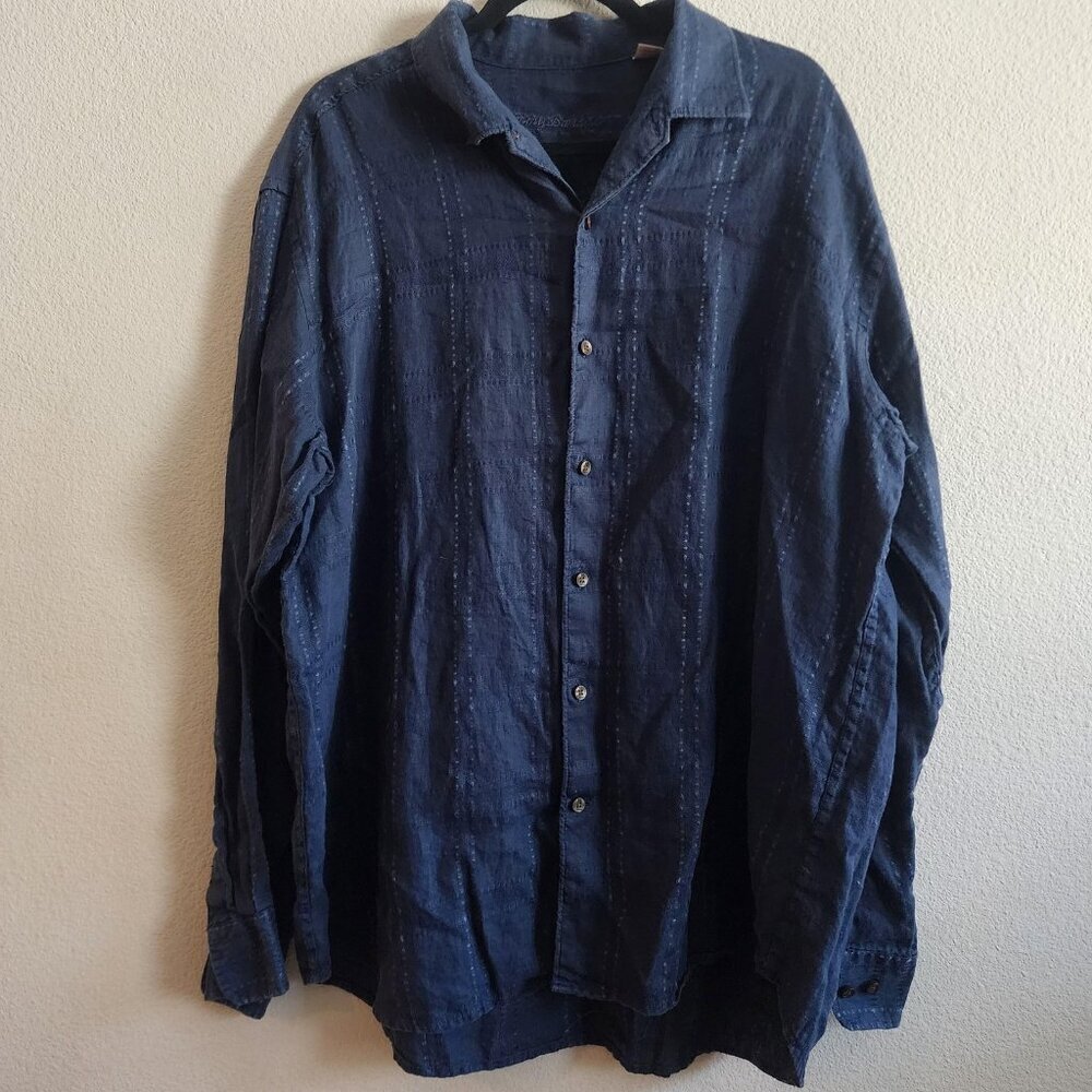 Tommy Bahama Shirt Mens XL Linen Long Sleeve Button Up Casual Palm Tree